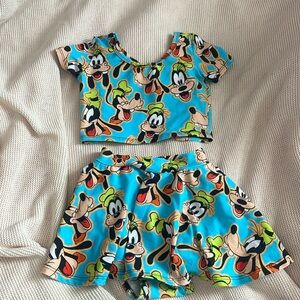 Wild Rich Kids 2 piece skirted leotard Disney goofy faces size 5/6